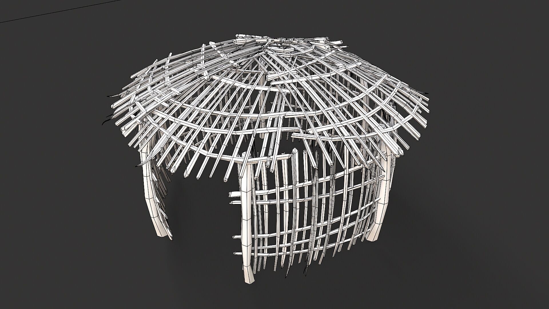 Primitive Wood Stick Jungle Shelter 15 Low-poly 3D model_5