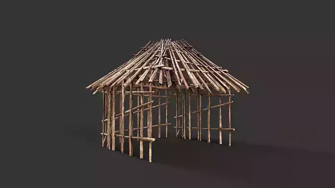 Primitive Wood Stick Jungle Shelter 16
