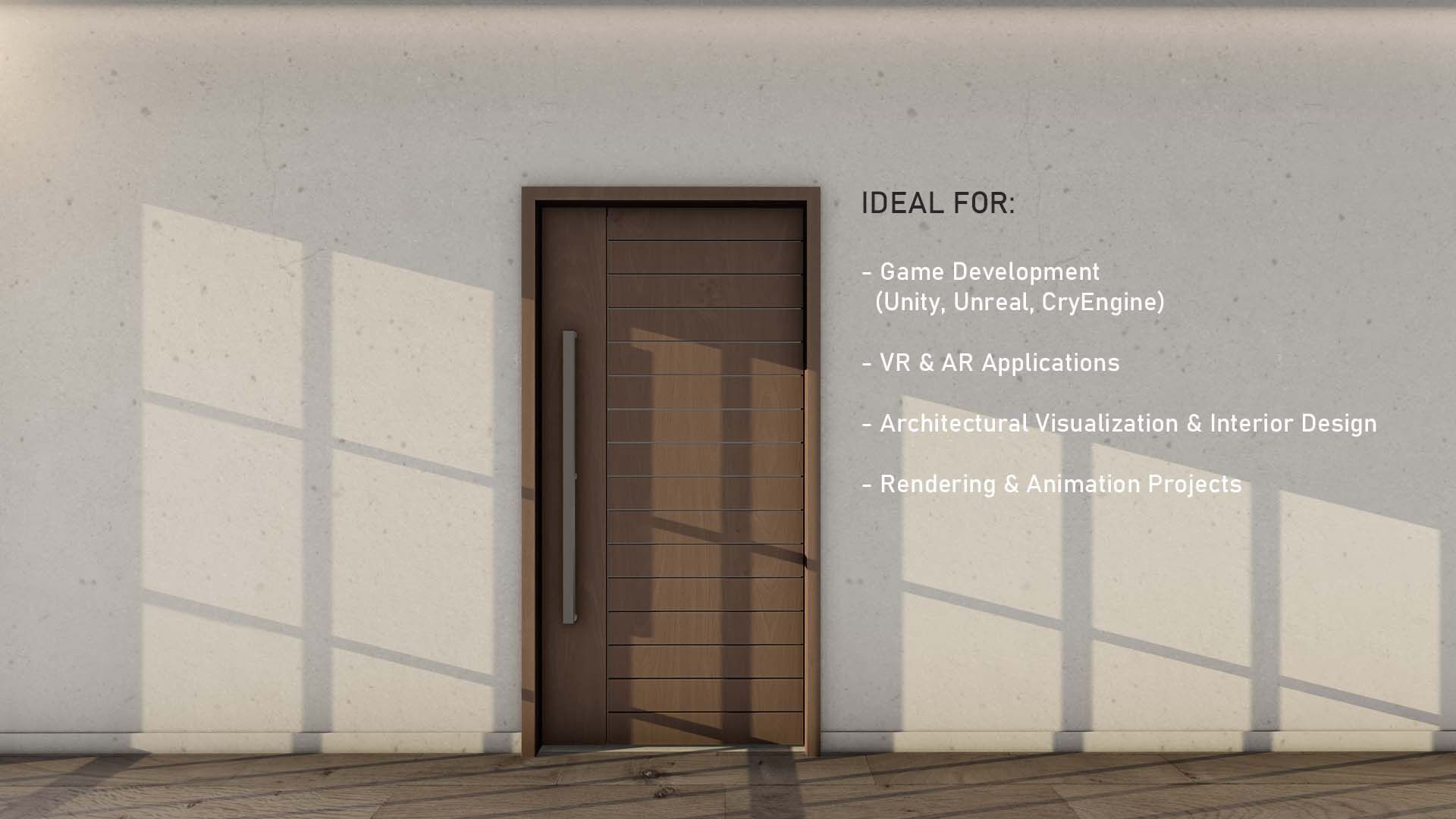 Realistic Dark Walnut Door for luxury interiors Door 6 Low-poly 3D model_1