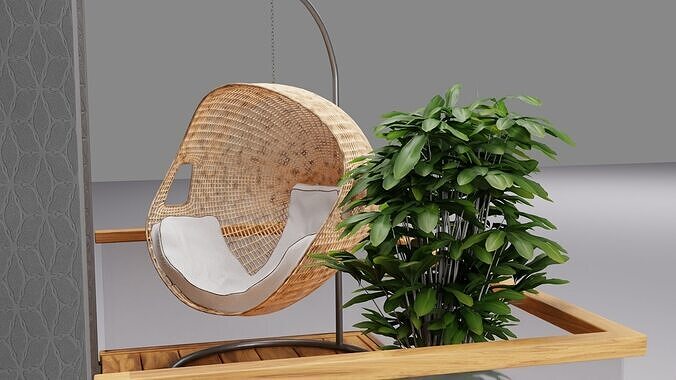 Living room isometric 3D model 4