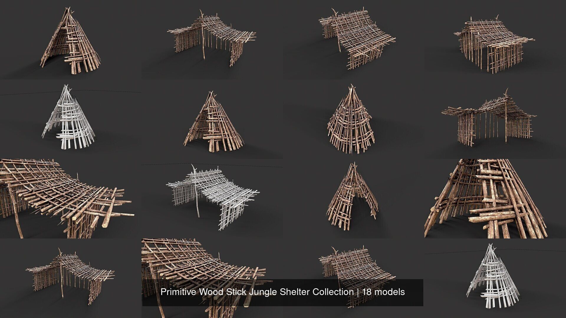 Primitive Wood Stick Jungle Shelter Collection _2