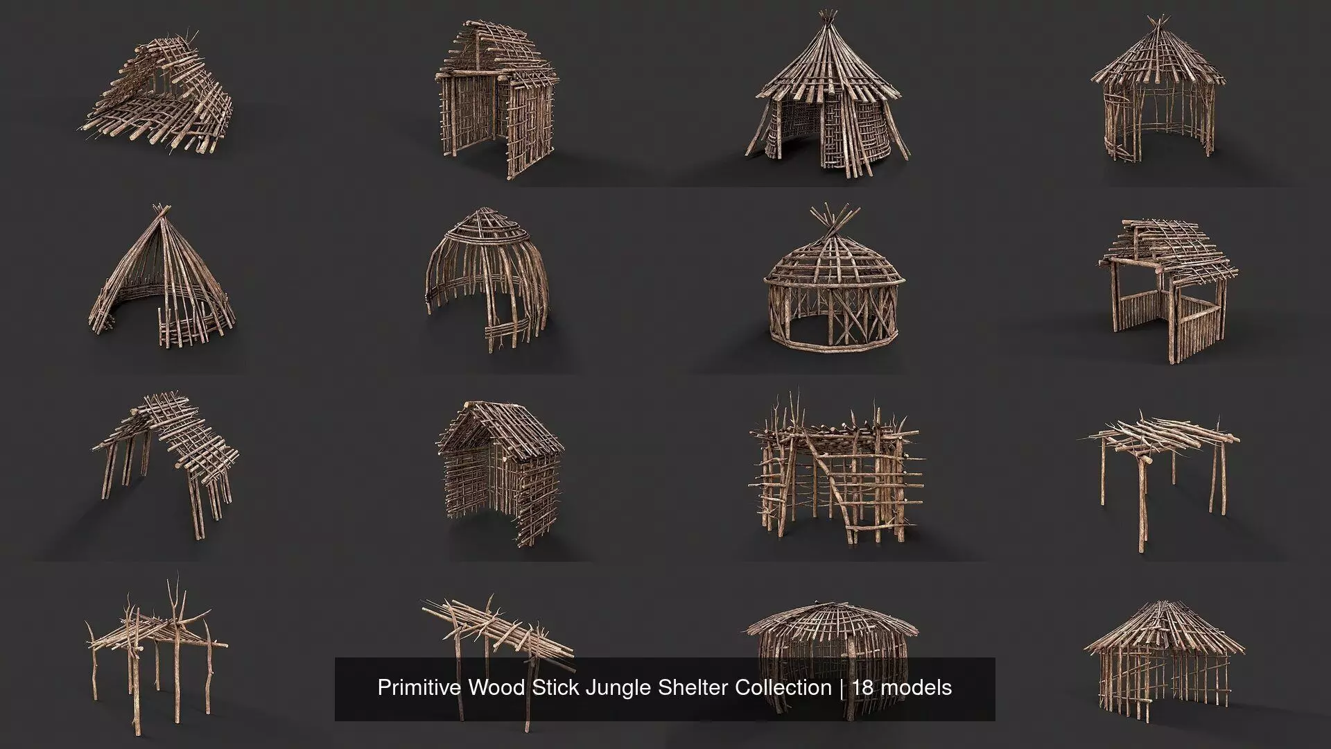 Primitive Wood Stick Jungle Shelter Collection _1