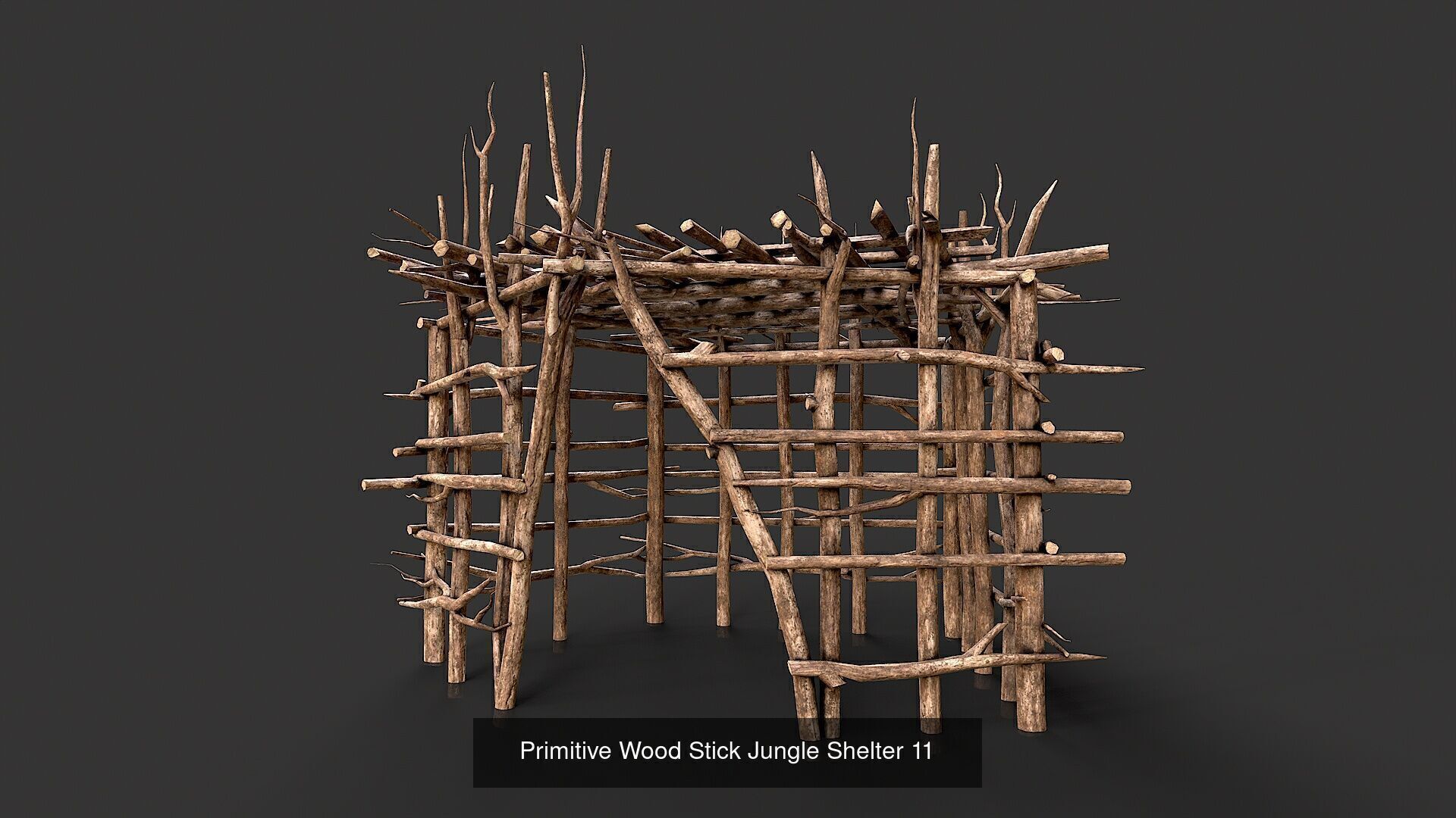 Primitive Wood Stick Jungle Shelter Collection _14