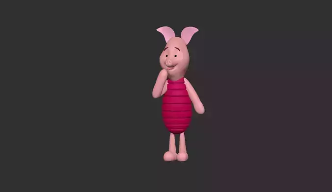 Piglet 3D Print cartoon pig wearing dress 3D print model 3D print model