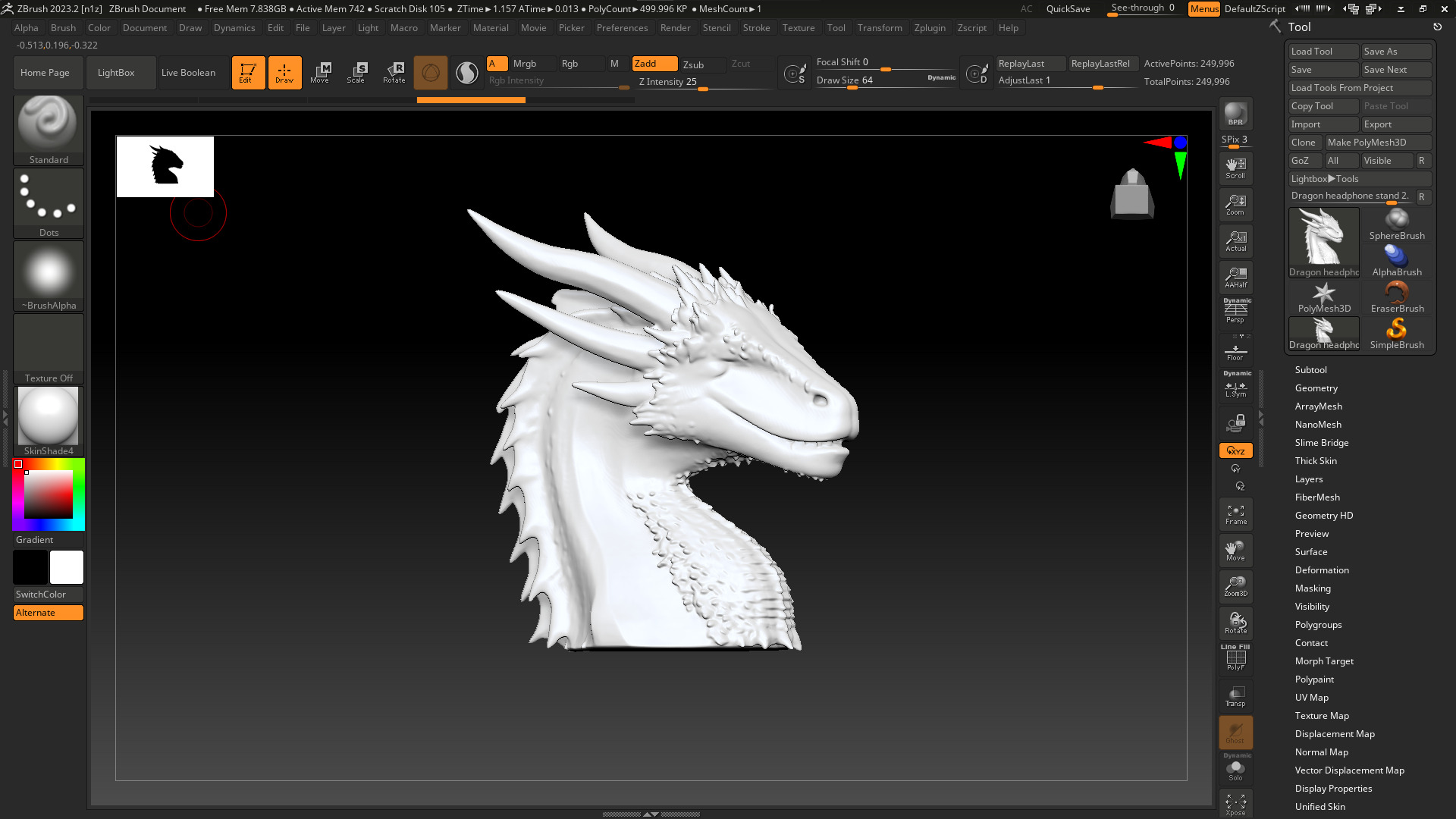 Ready Print Dragon Headphone Stand 3D print model_16