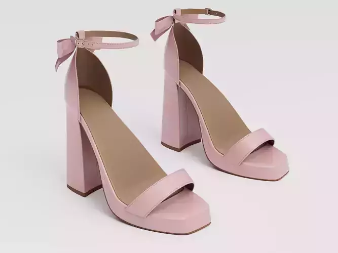 High heel chunky sandals with bow