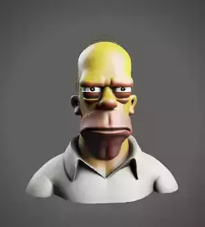 Homer Simpson Cartoon Bust Figurine 3D print model