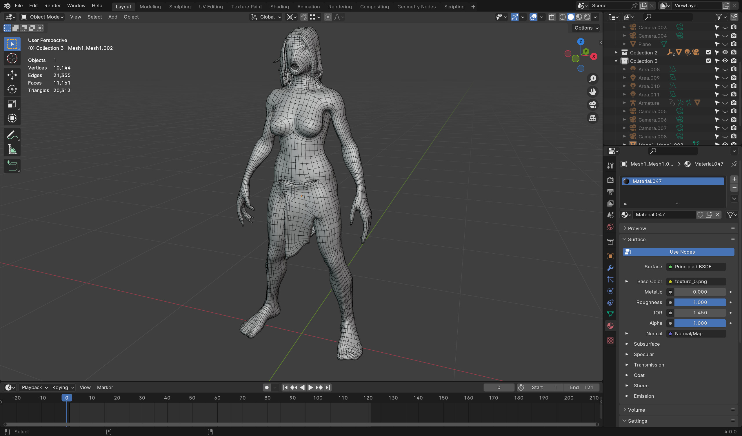 Female Zombie - Game-Ready Fully Rigged Horror Asset Low-poly 3D model_7