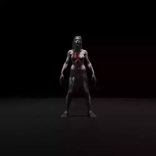 Female Zombie - Game-Ready  Fully Rigged Horror Asset Low-poly 3D model
