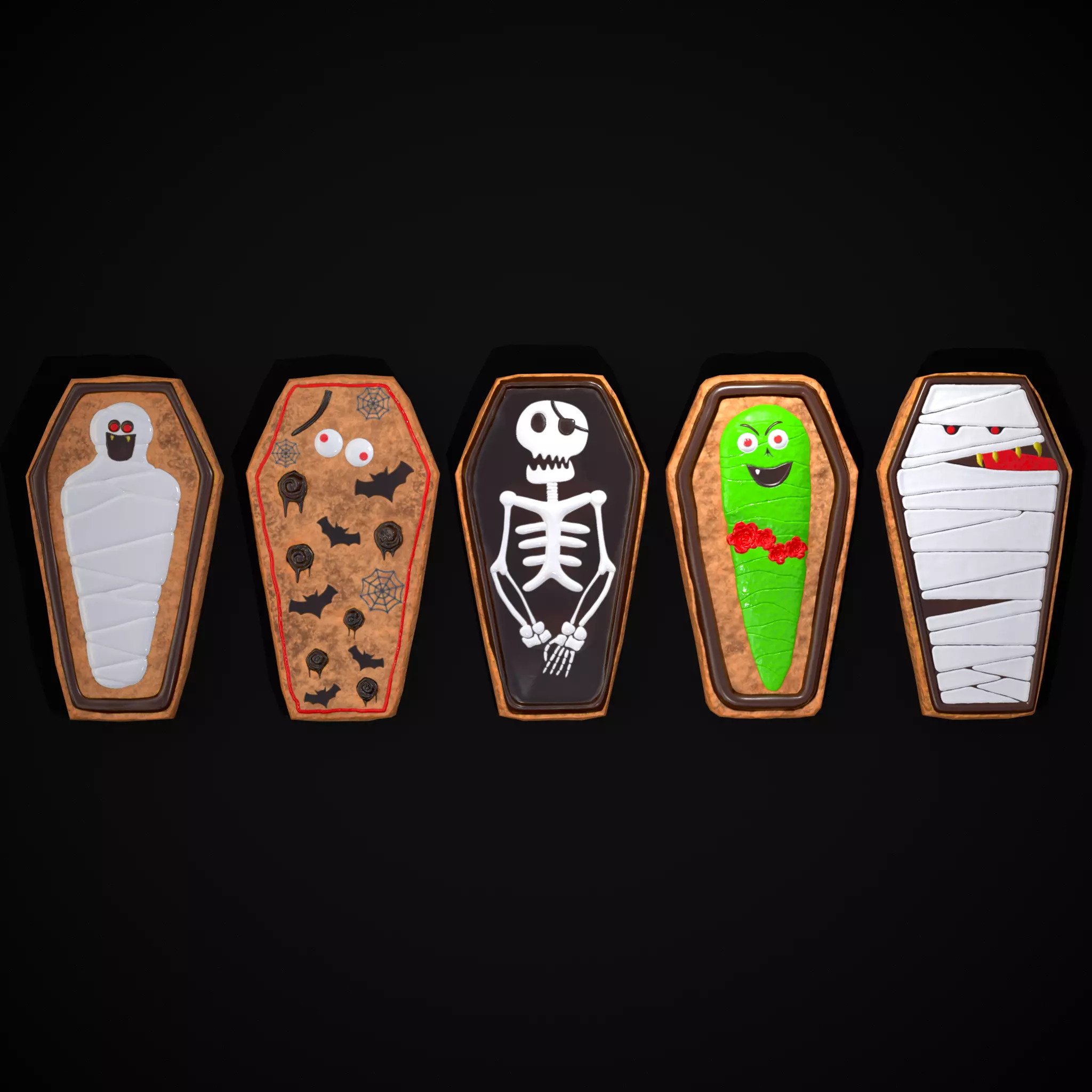 Halloween Coffin Cookies Low-poly 3D model