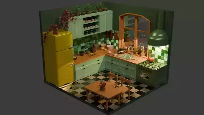 Cozy kitchen modeling from me 