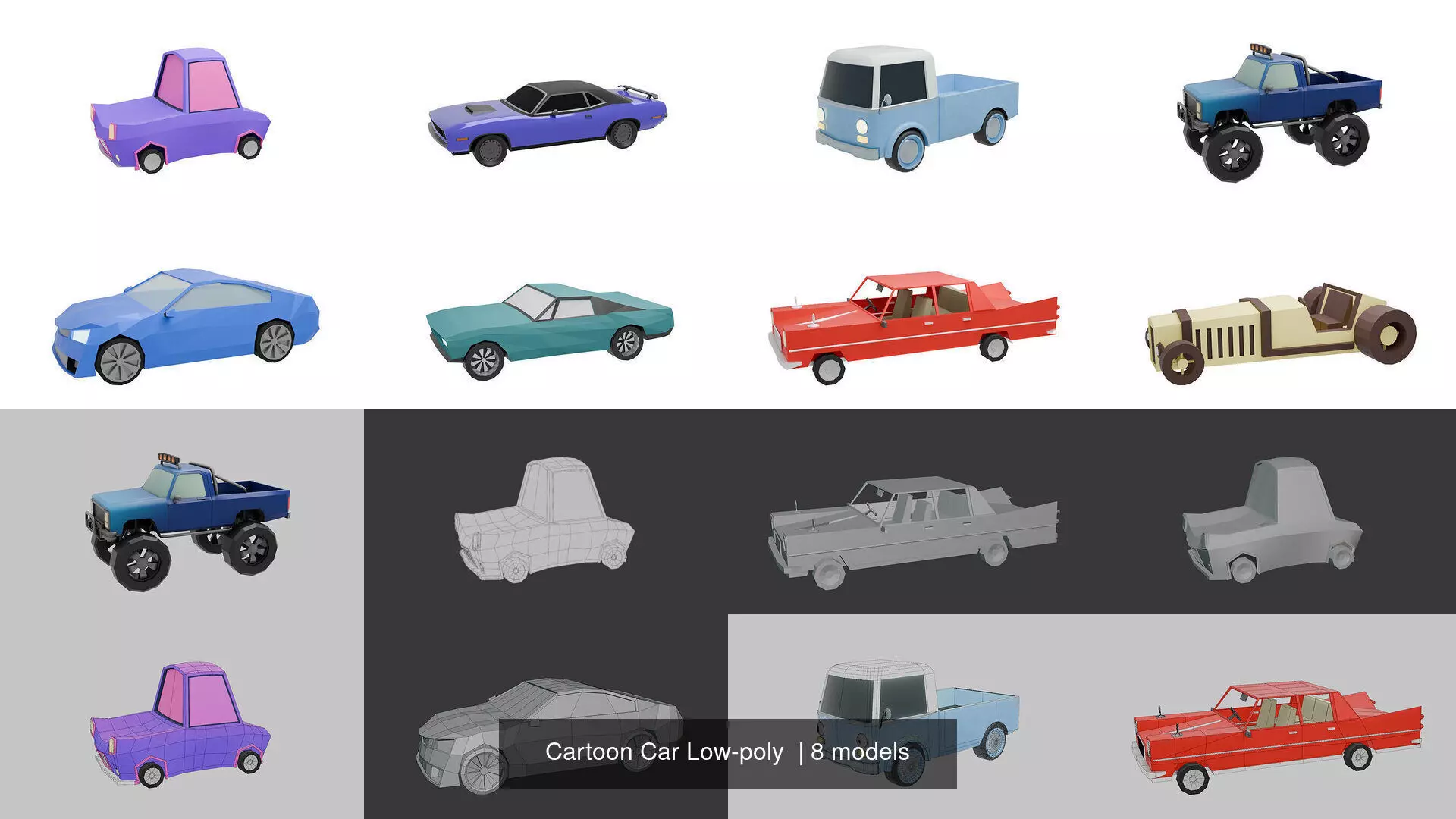 Cartoon Car Low-poly  3D Model Collection_1