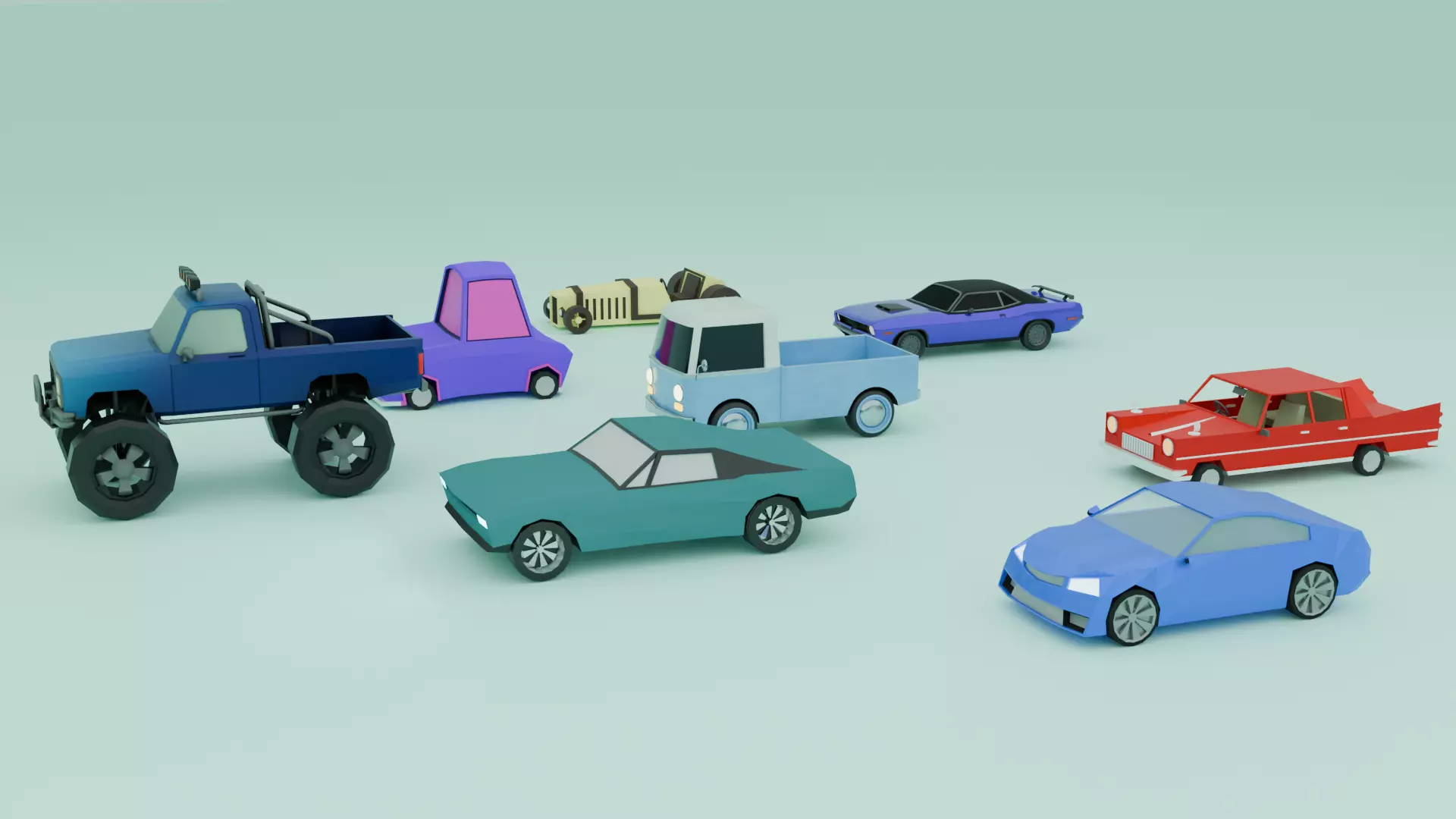 Cartoon Car Low-poly  3D Model Collection_0