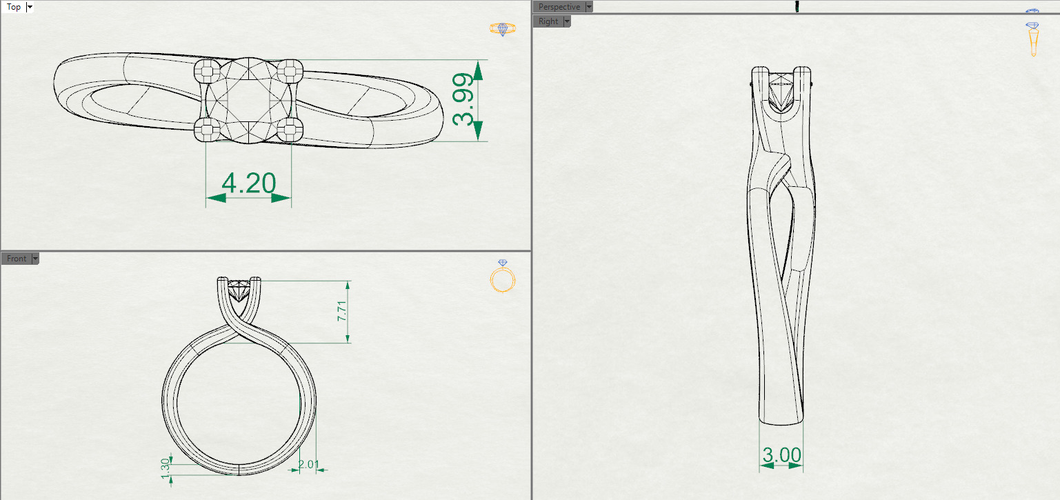 Twisted engagement ring 3D print model_2
