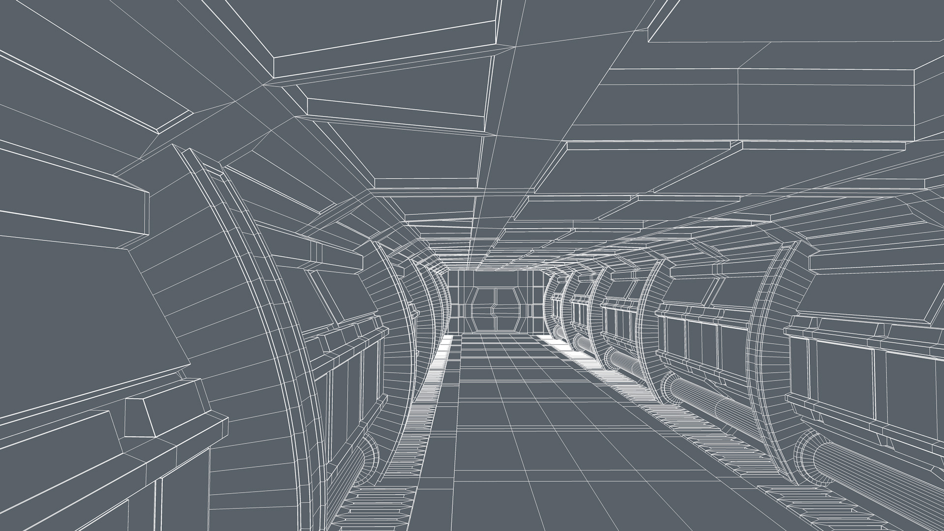 Sci fi Corridor 3D model_9