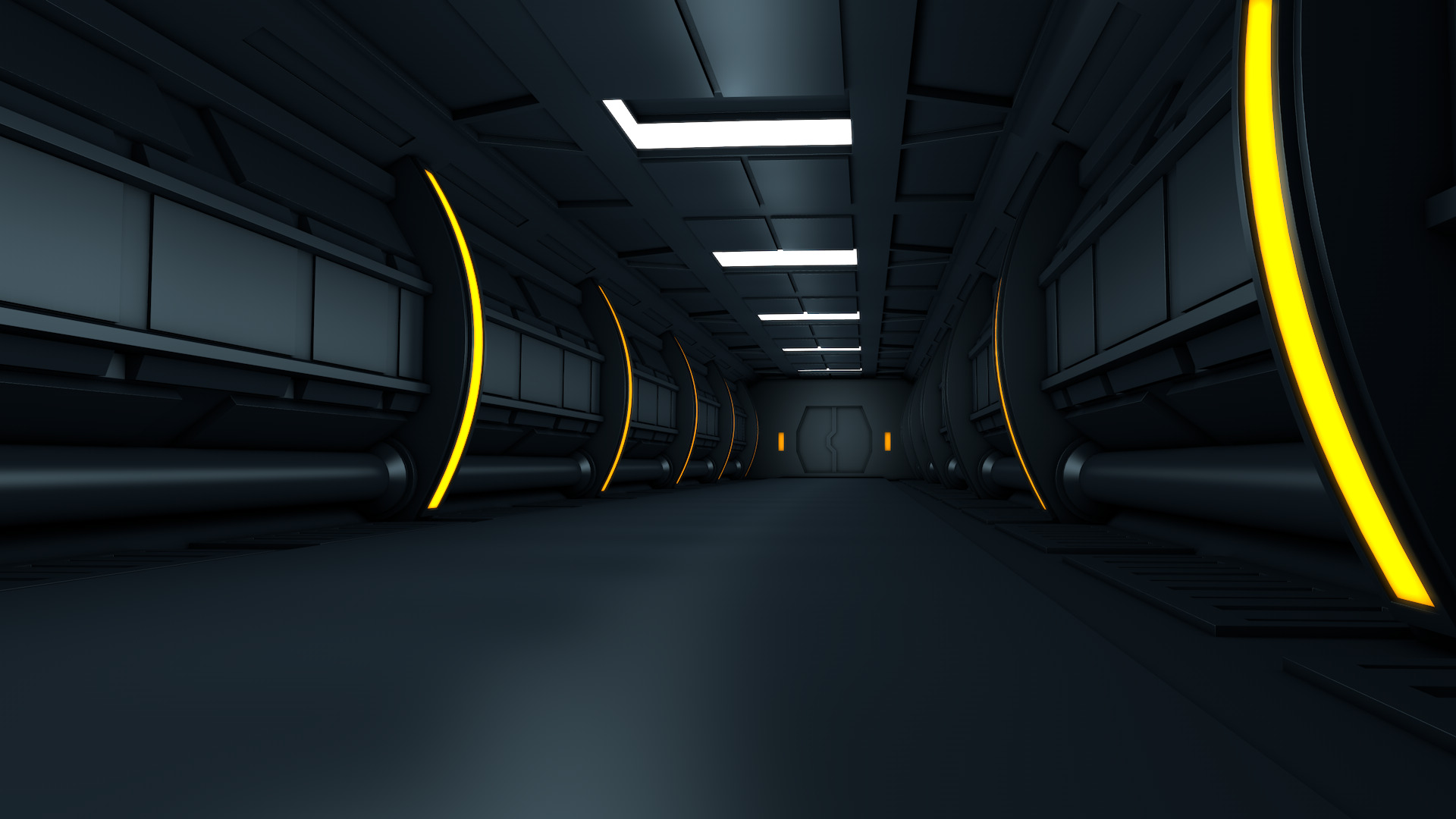 Sci fi Corridor 3D model_4
