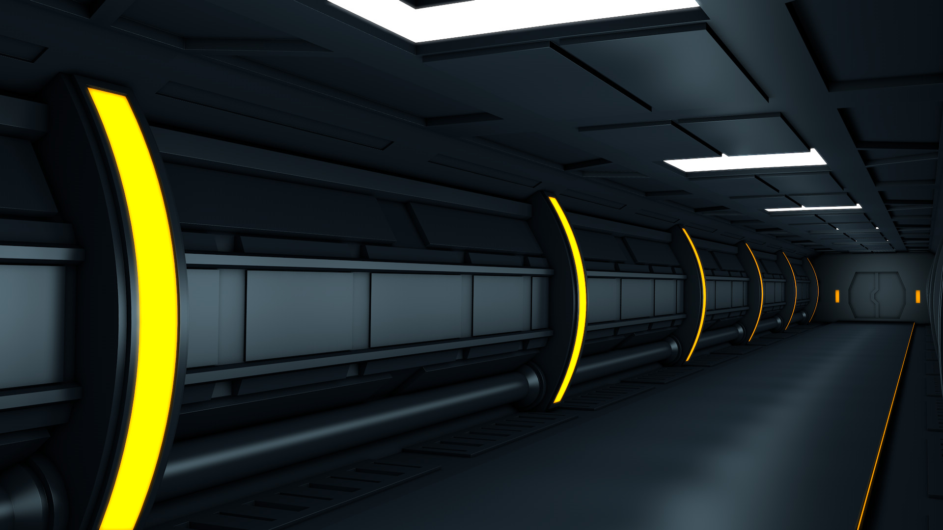 Sci fi Corridor 3D model_7
