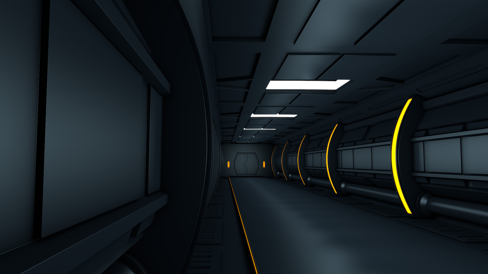 Sci fi Corridor 3D model_2