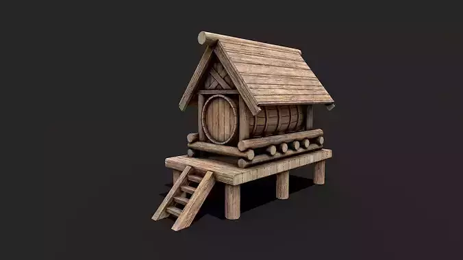 Medieval Wooden Water Tank PBR