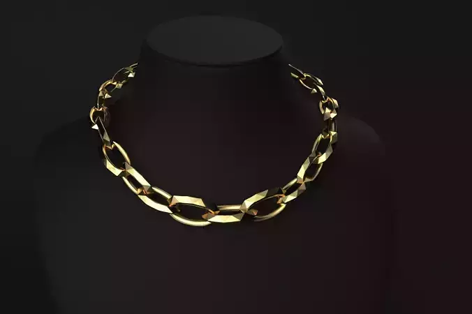 Faceted and plain form Hermes Chain Link and Necklace