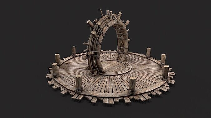 Medieval Wooden Circular Platform Arena 1 Low-poly 3D model