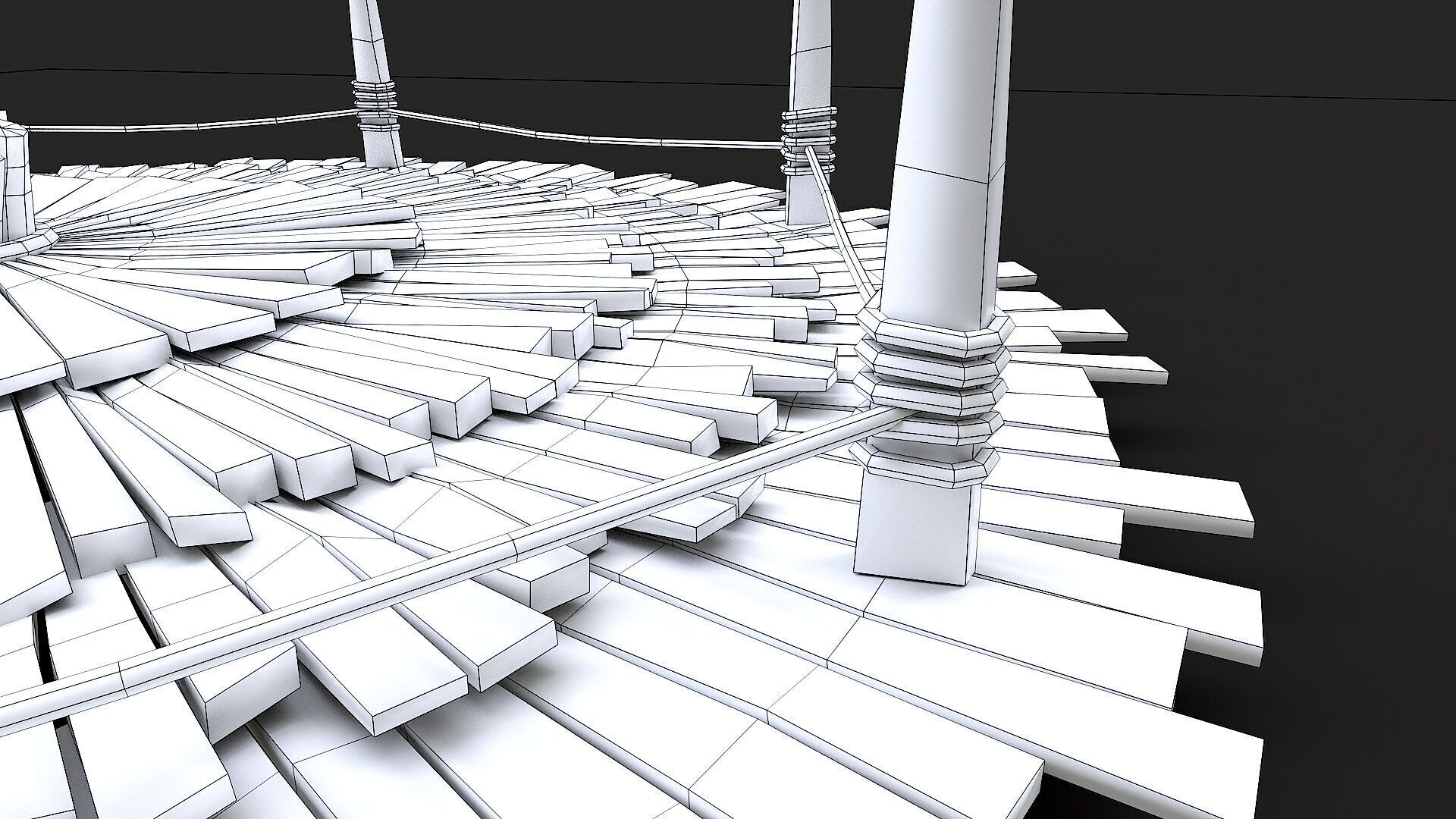 Medieval Wooden Circular Platform Arena 3 Low-poly 3D model_6