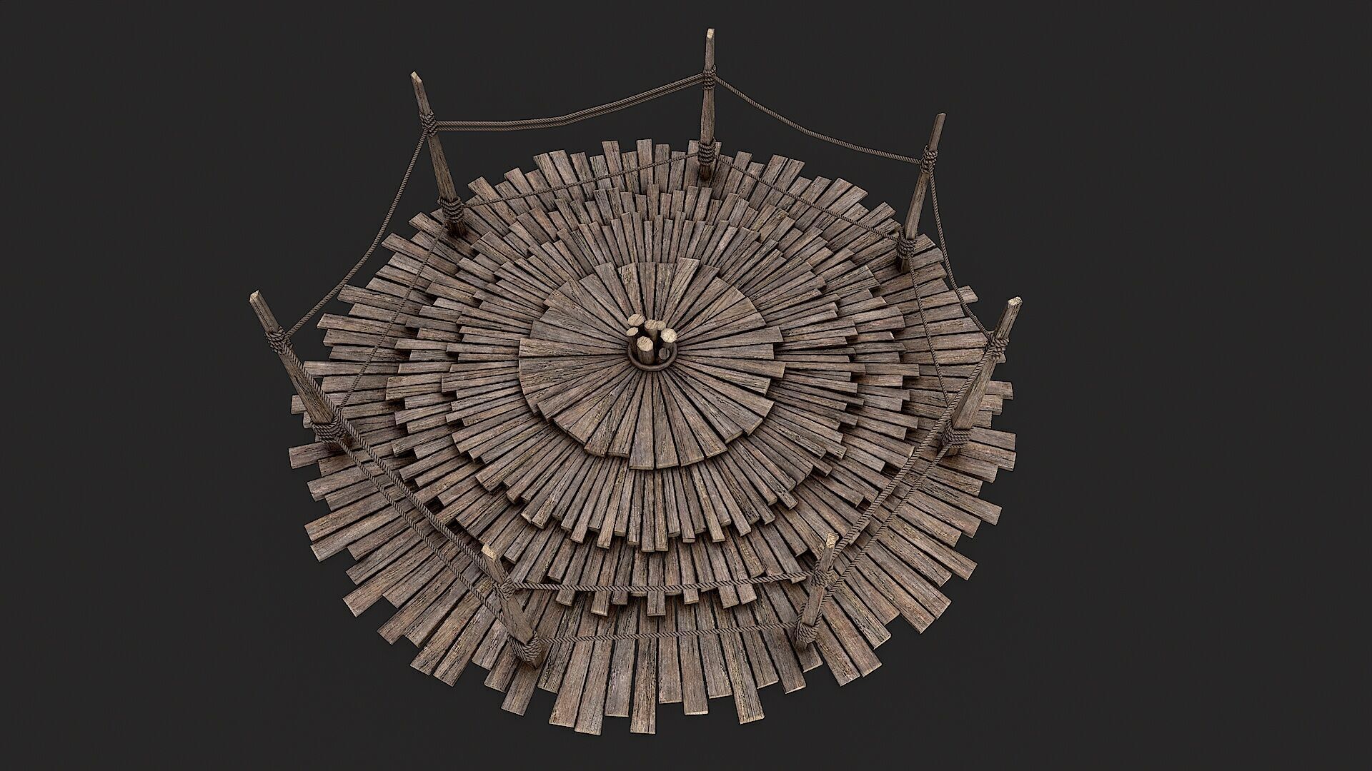Medieval Wooden Circular Platform Arena 3 Low-poly 3D model_2