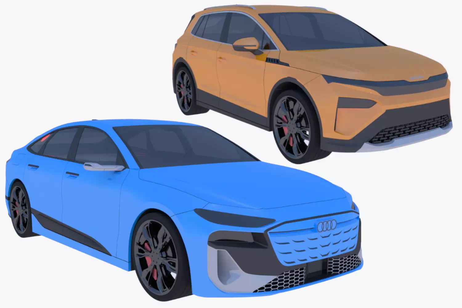 Skoda Elroq and Audi A6 e-tron 3D Model Collection_0