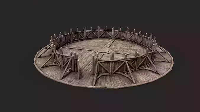 Medieval Wooden Circular Platform Arena 5 Low-poly 3D model