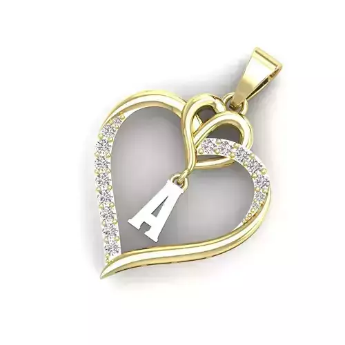 HEART PENDANT WITH  A TO Z ALPHABET LETTER STL FILE 