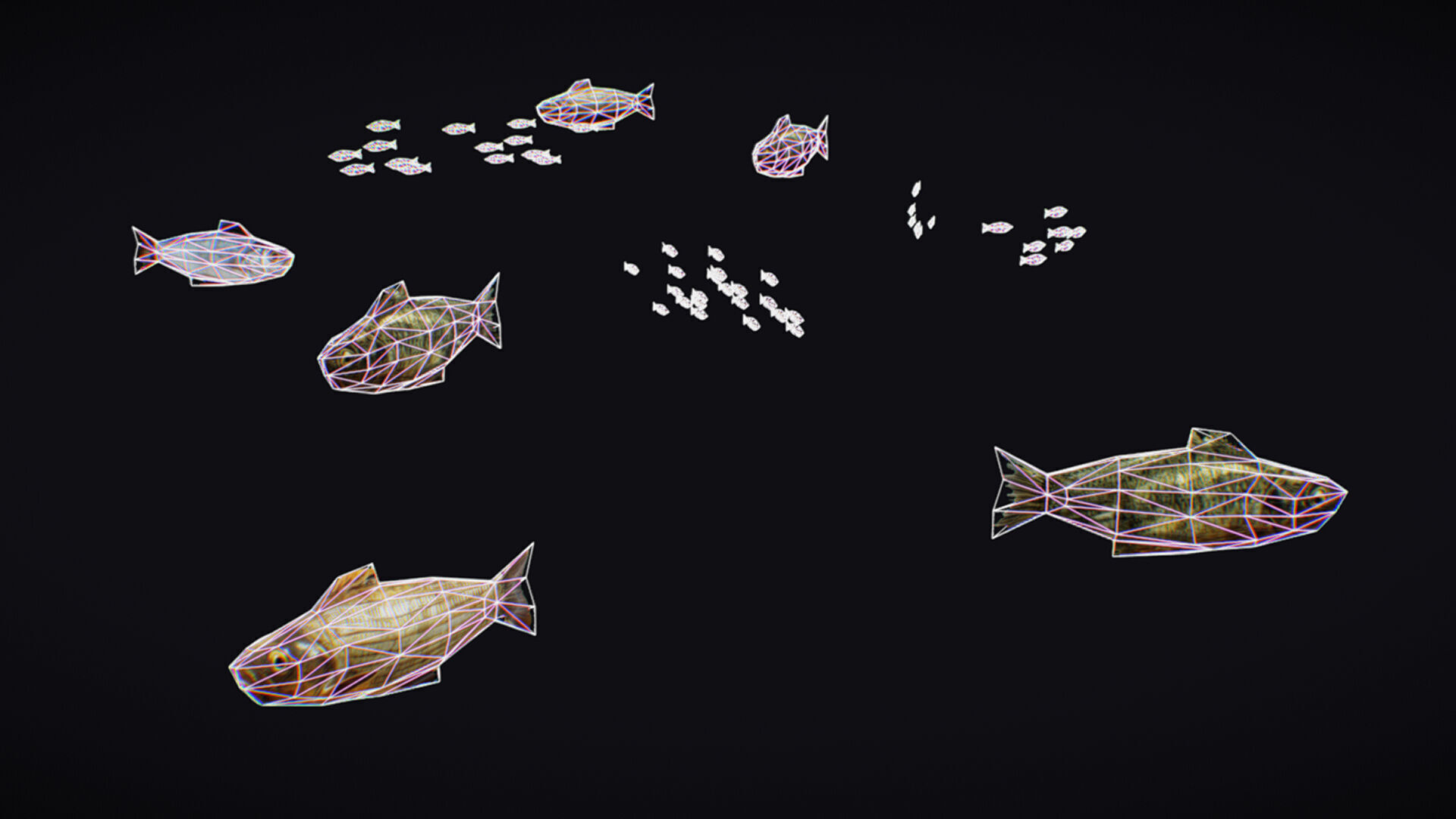 Fish Flock Fresh Water Fishes Animated Floating River Trout Low-poly 3D model_15