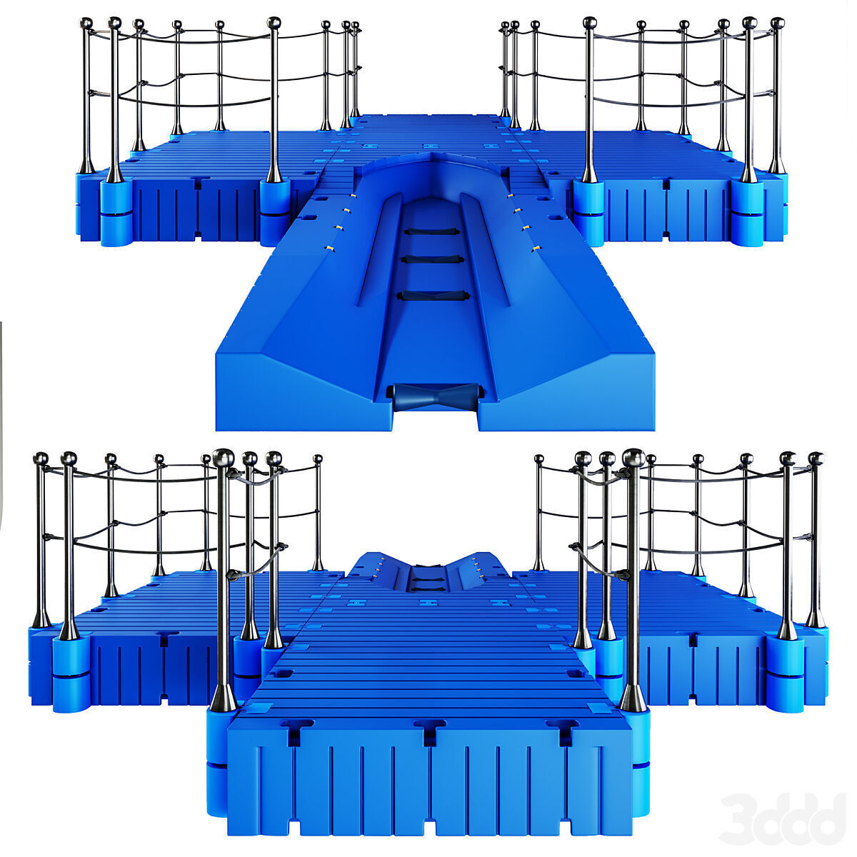 Pontoon plastic modular Low-poly 3D model_2