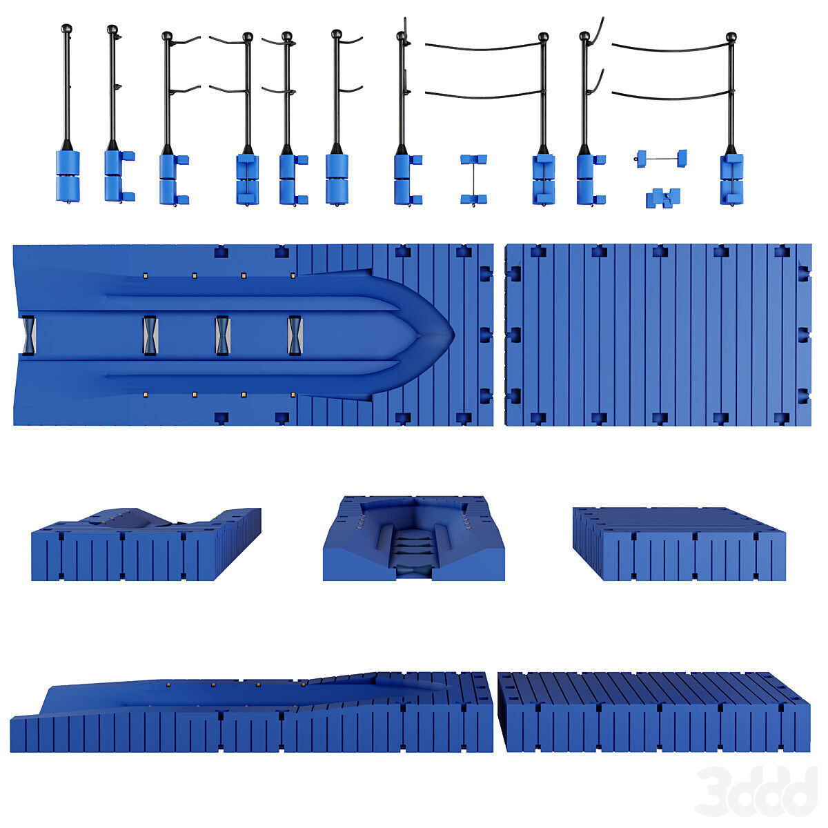 Pontoon plastic modular Low-poly 3D model_4