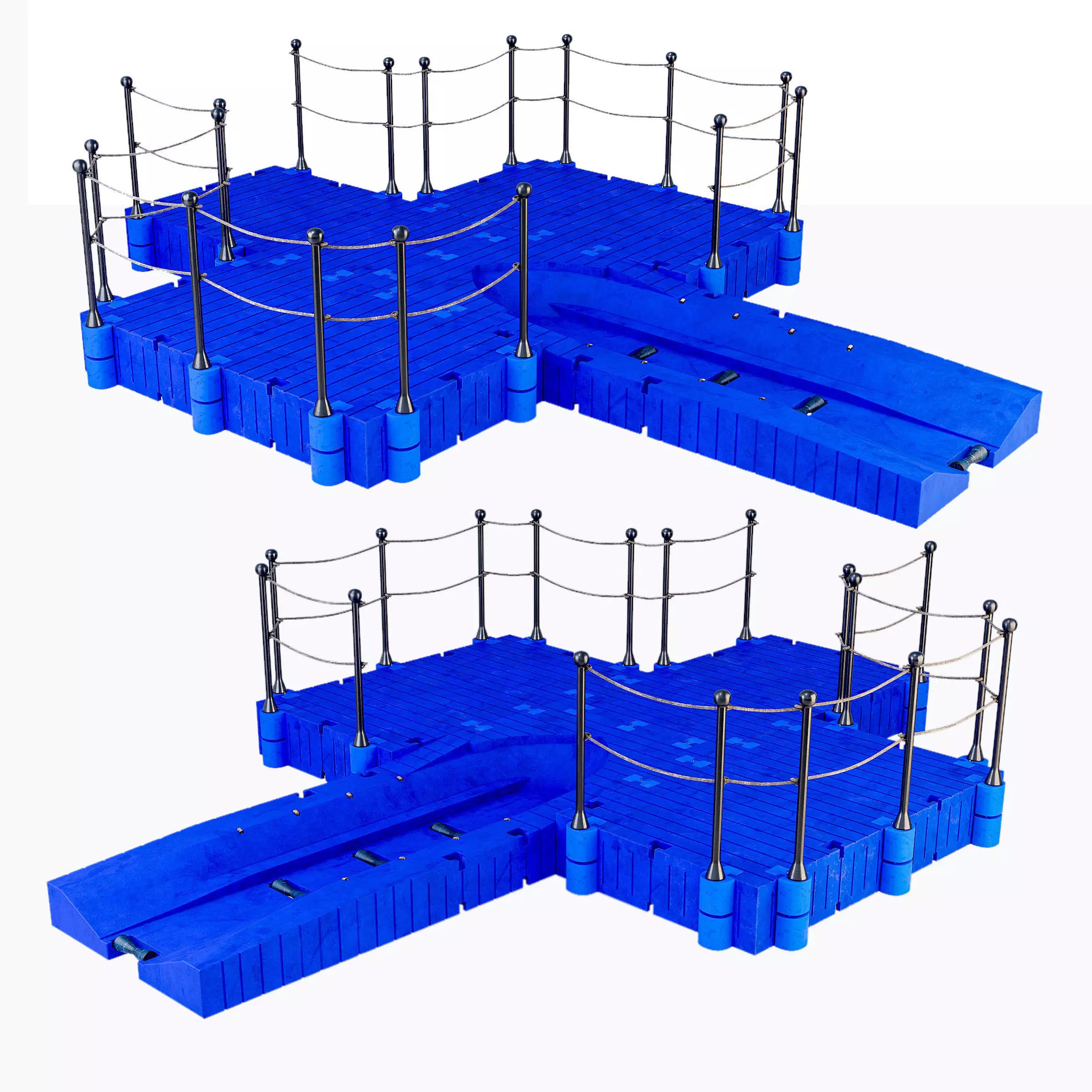 Pontoon plastic modular Low-poly 3D model_0