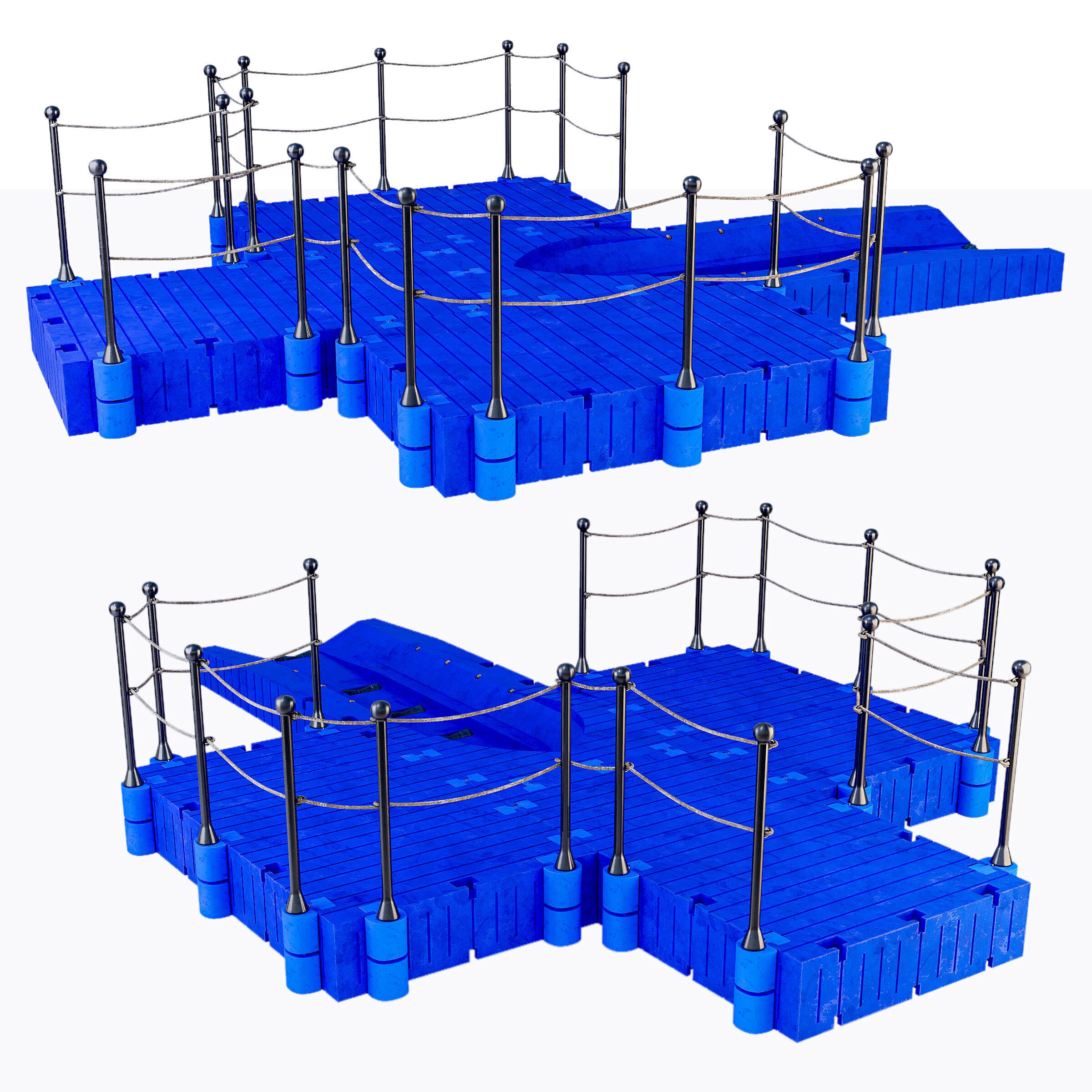 Pontoon plastic modular Low-poly 3D model_1