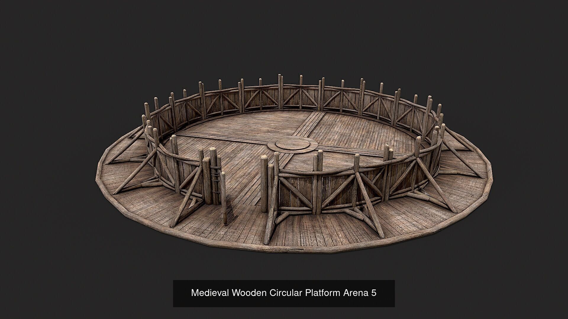 Medieval Wooden Circular Platform Arena PBR Collection _5
