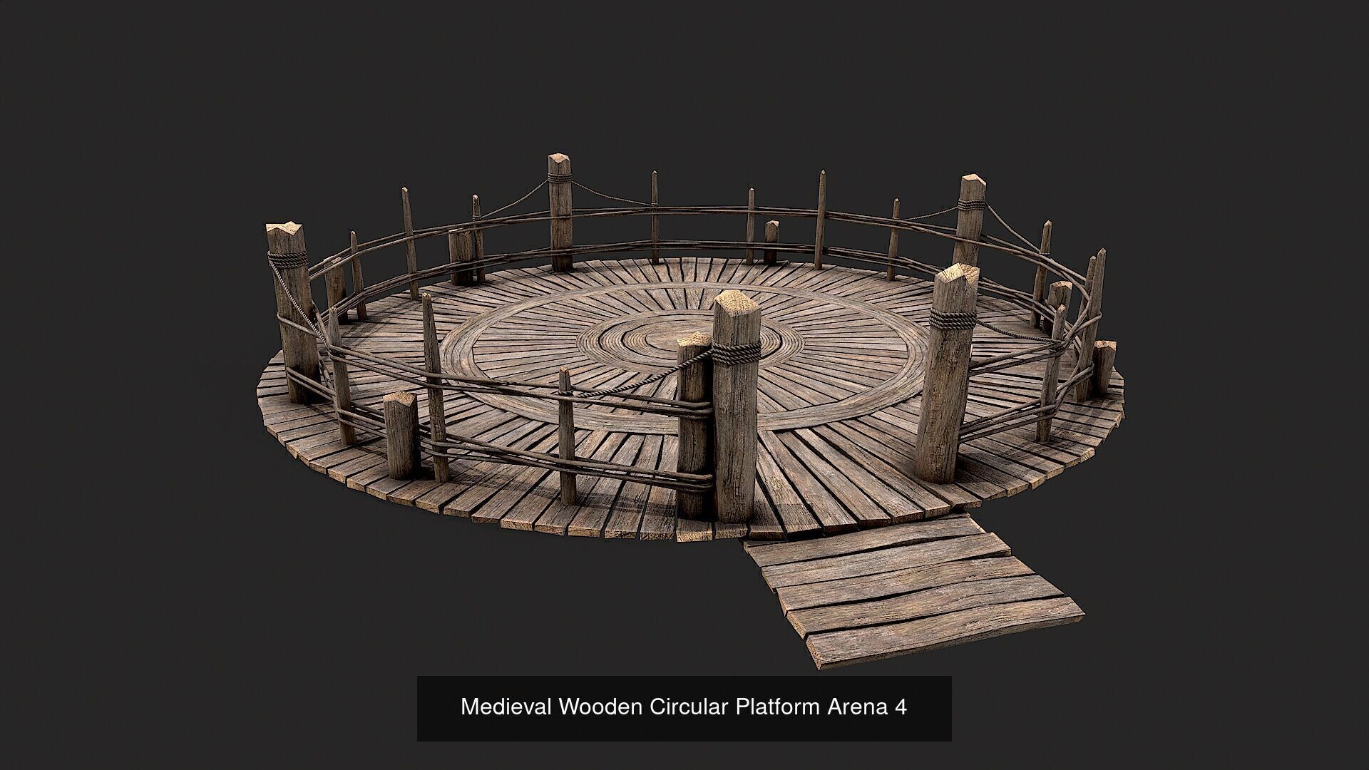 Medieval Wooden Circular Platform Arena PBR Collection _4