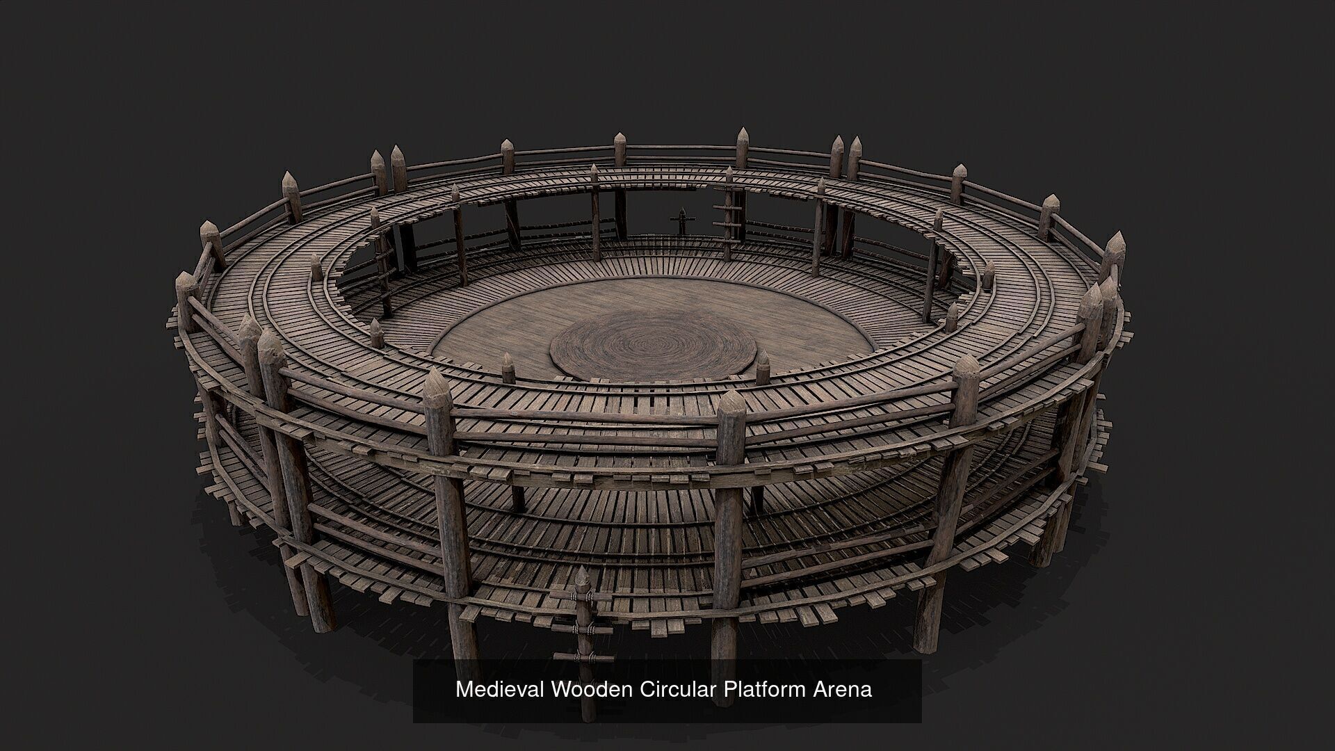 Medieval Wooden Circular Platform Arena PBR Collection _6