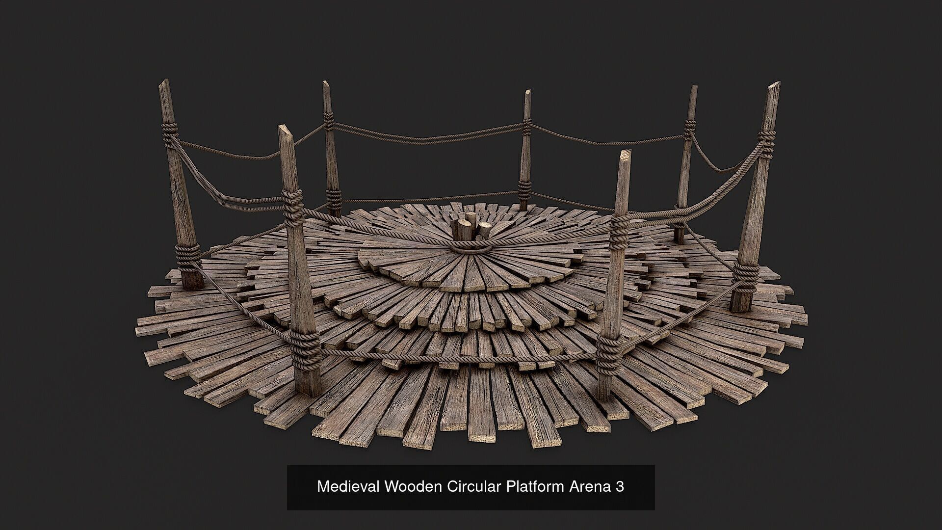 Medieval Wooden Circular Platform Arena PBR Collection _3