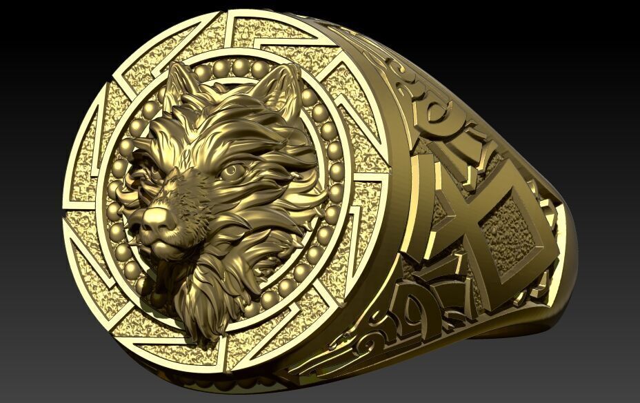Wolf Ring 3D print model_10