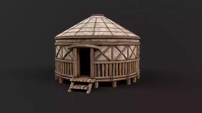 Traditional Yurt Nomads Tent with Interior 1 Low Poly PBR 