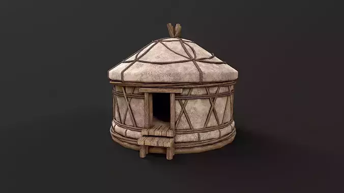 Traditional Yurt Nomads Tent with Interior 2 Low Poly PBR 