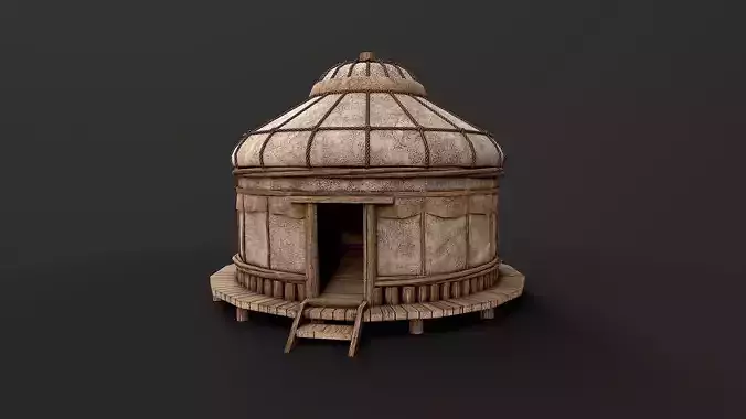 Traditional Yurt Nomads Tent with Interior 3 Low Poly PBR