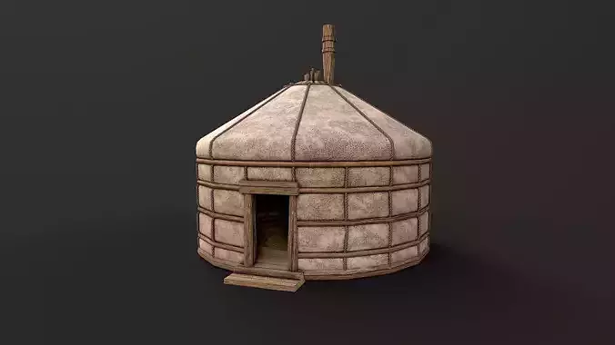 Traditional Yurt Nomads Tent with Interior 4 Low Poly PBR