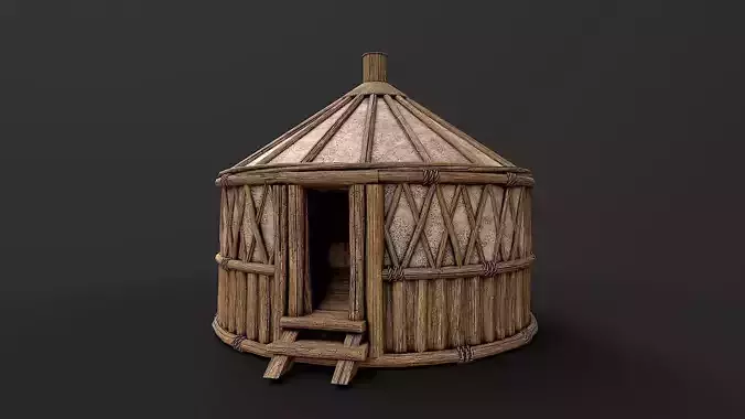 Traditional Yurt Nomads Tent with Interior 5 Low Poly PBR