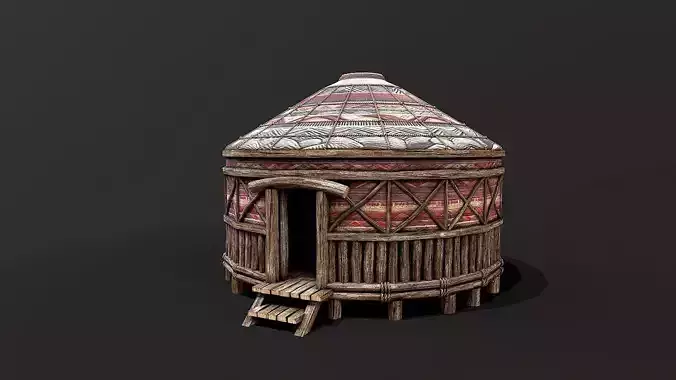 Traditional Yurt Nomads Tent with Interior 1 Low-poly 3D model