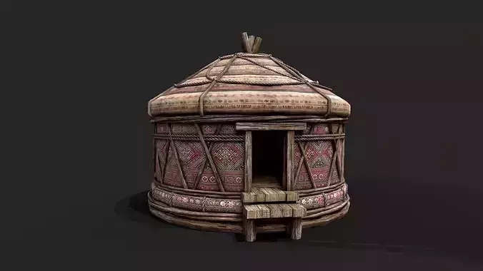 Traditional Yurt Nomads Tent with Interior 2 Low-poly 3D model