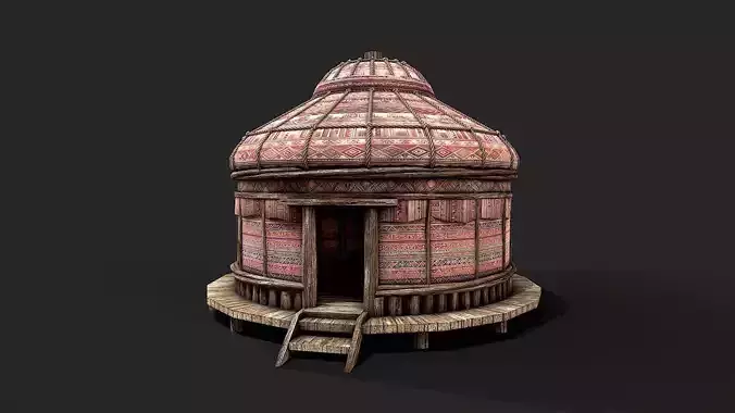 Traditional Yurt Nomads Tent with Interior 3 Low-poly 3D model