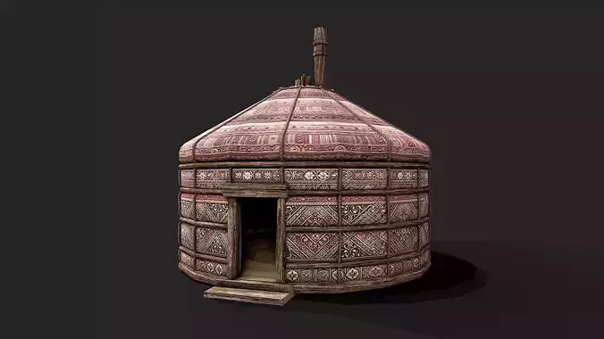Traditional Yurt Nomads Tent with Interior 4 Low-poly 3D model