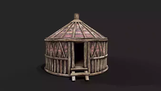 Traditional Yurt Nomads Tent with Interior 5 Low-poly 3D model